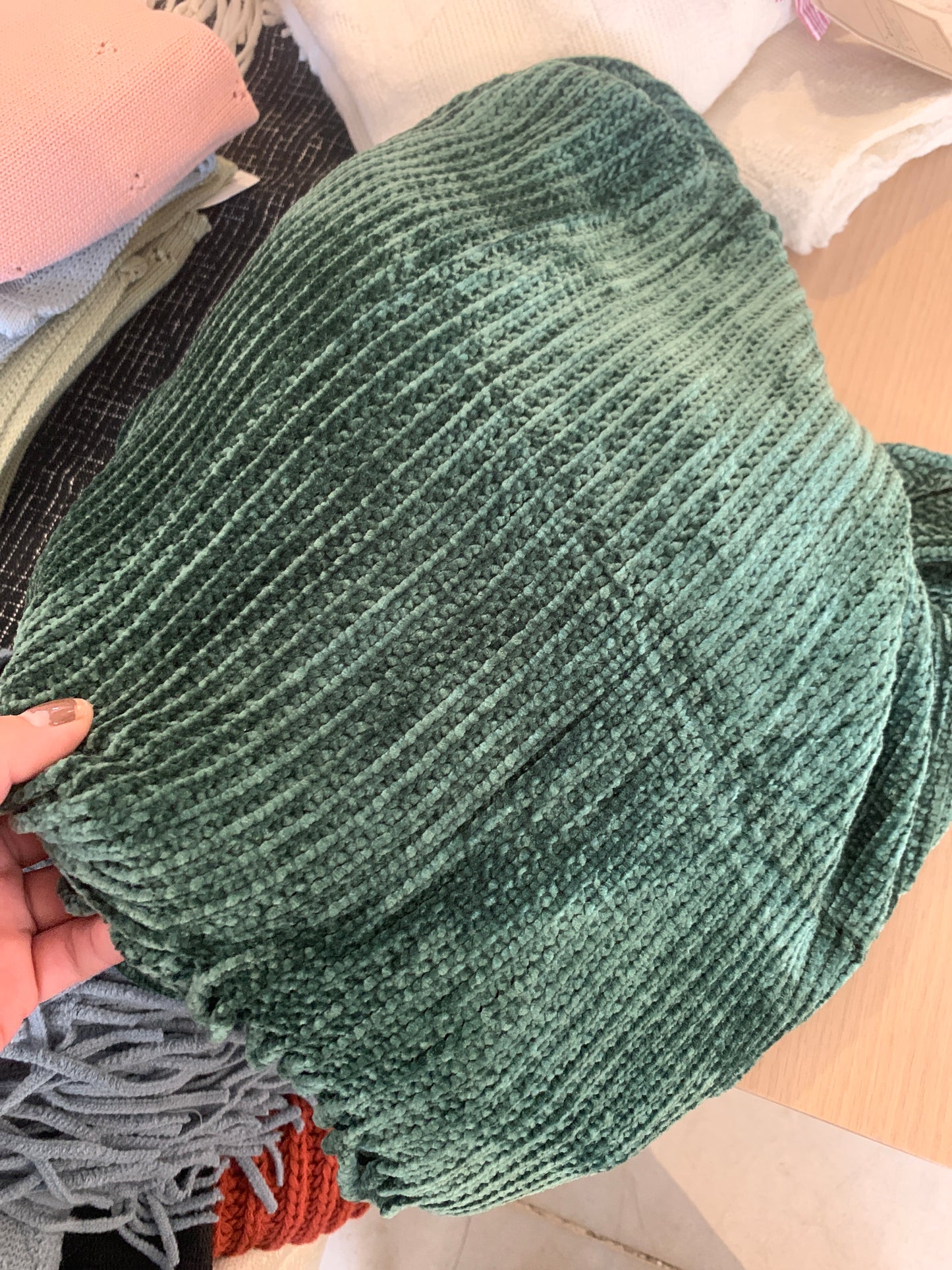 Cobija chenilla verde