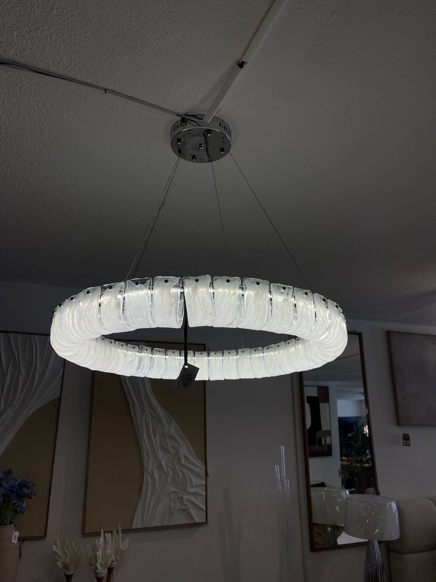 Candelabro Cristales Blancos y Plateado