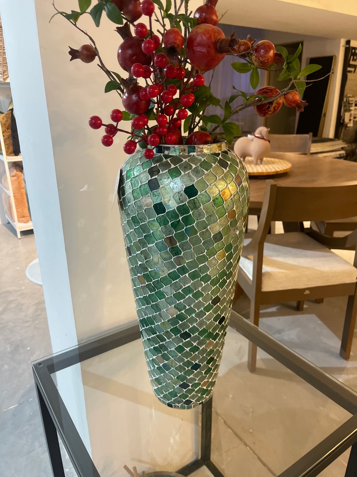 florero cristales verdes