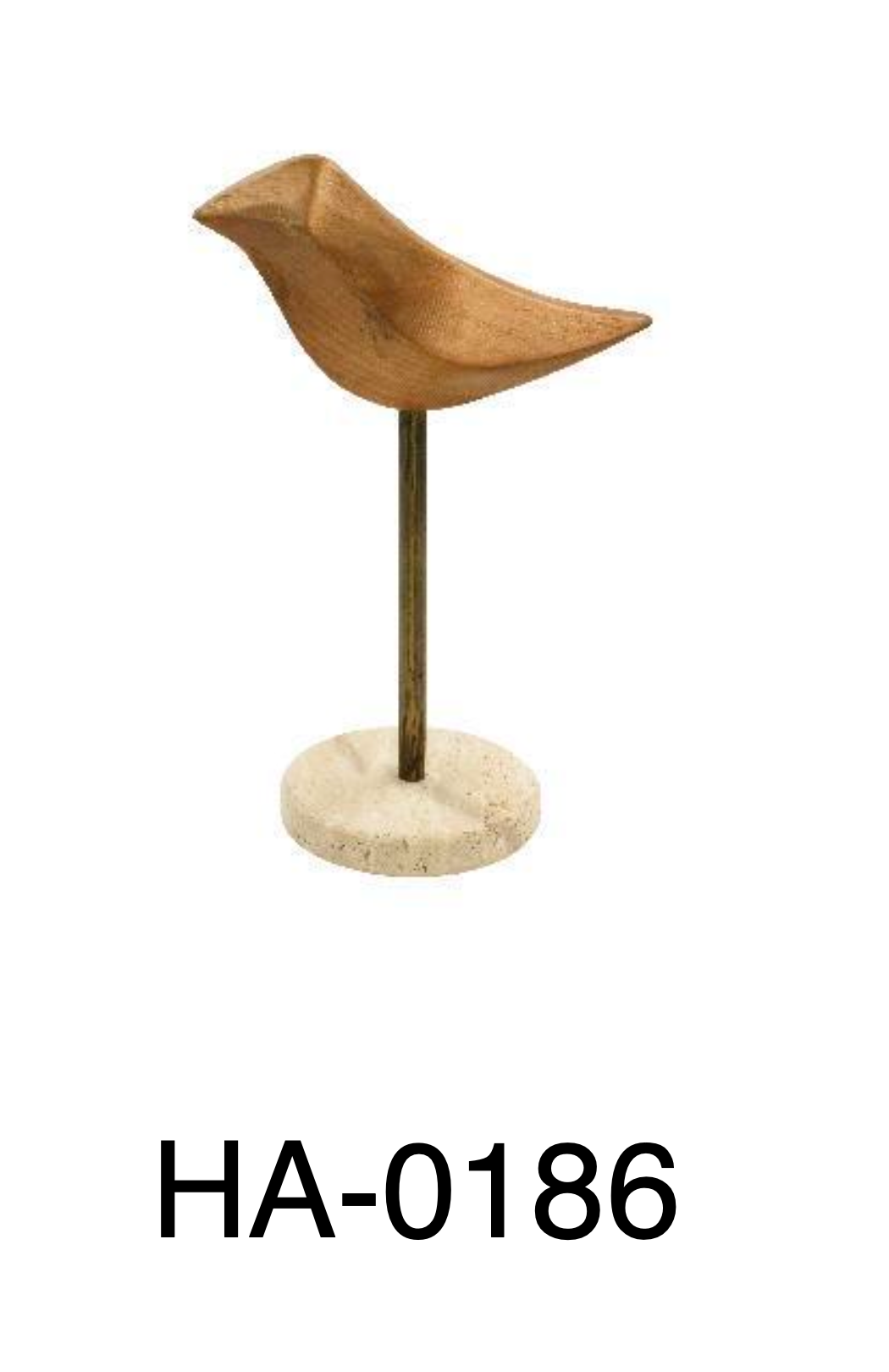 Figura Decorativa Ave Nido de Madera, Metal y Mármol II