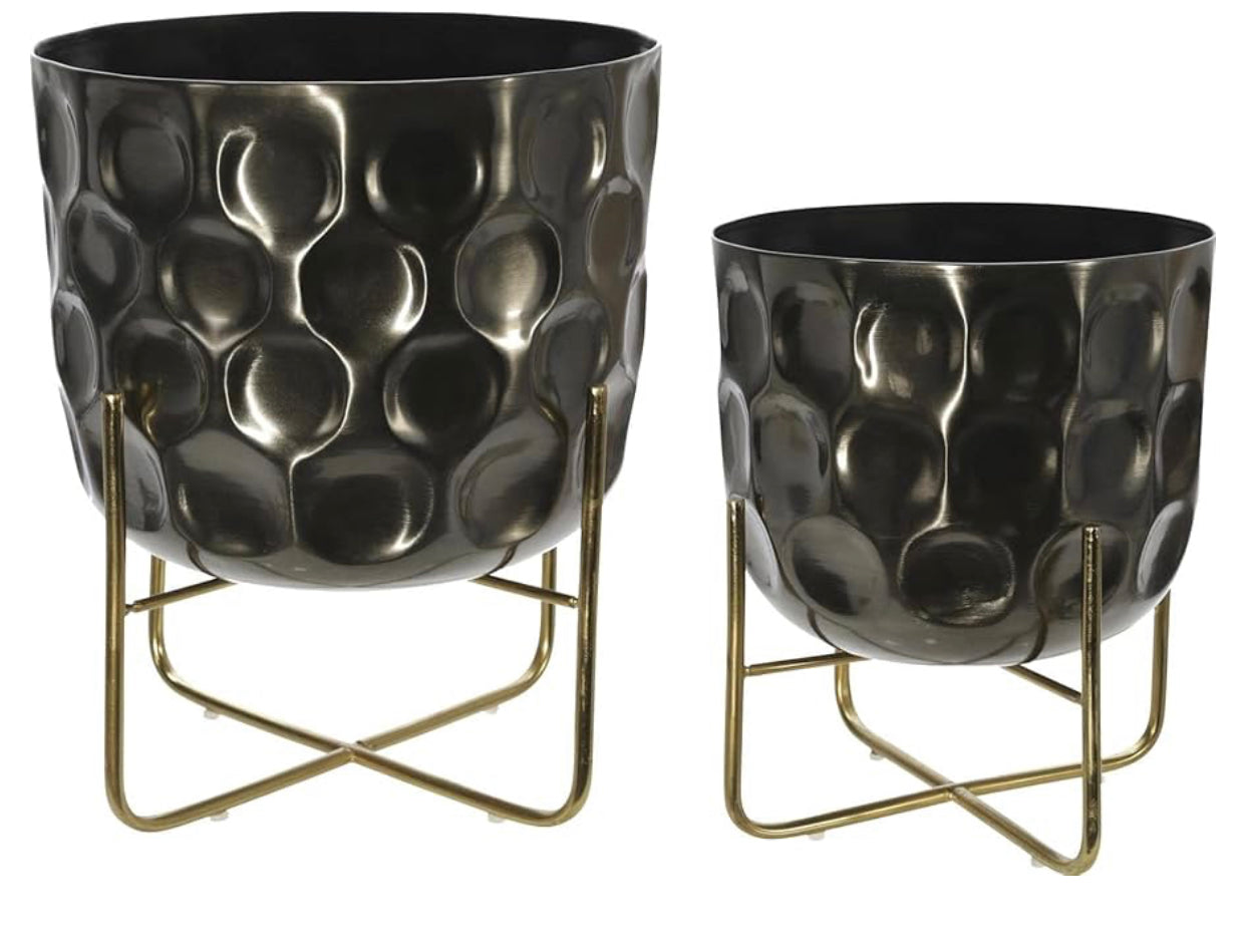 SET MACETAS METAL NEGRAS