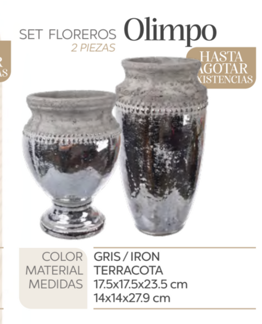 SET 2 FLOREROS OLIMPO PLATA