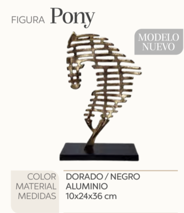 ESCULTURA PONY DORADO
