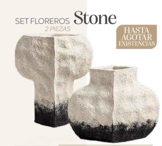 SET 2 FLOREROS STONE