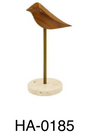 Figura Decorativa Ave Nido de Madera, Metal y Mármol II