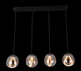 2CLTP698 CANDIL CLASS 4 ESFERAS COLOR HUMO/NEGRO LED