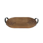 Charola Decorativa Oval de Madera con Asas.
