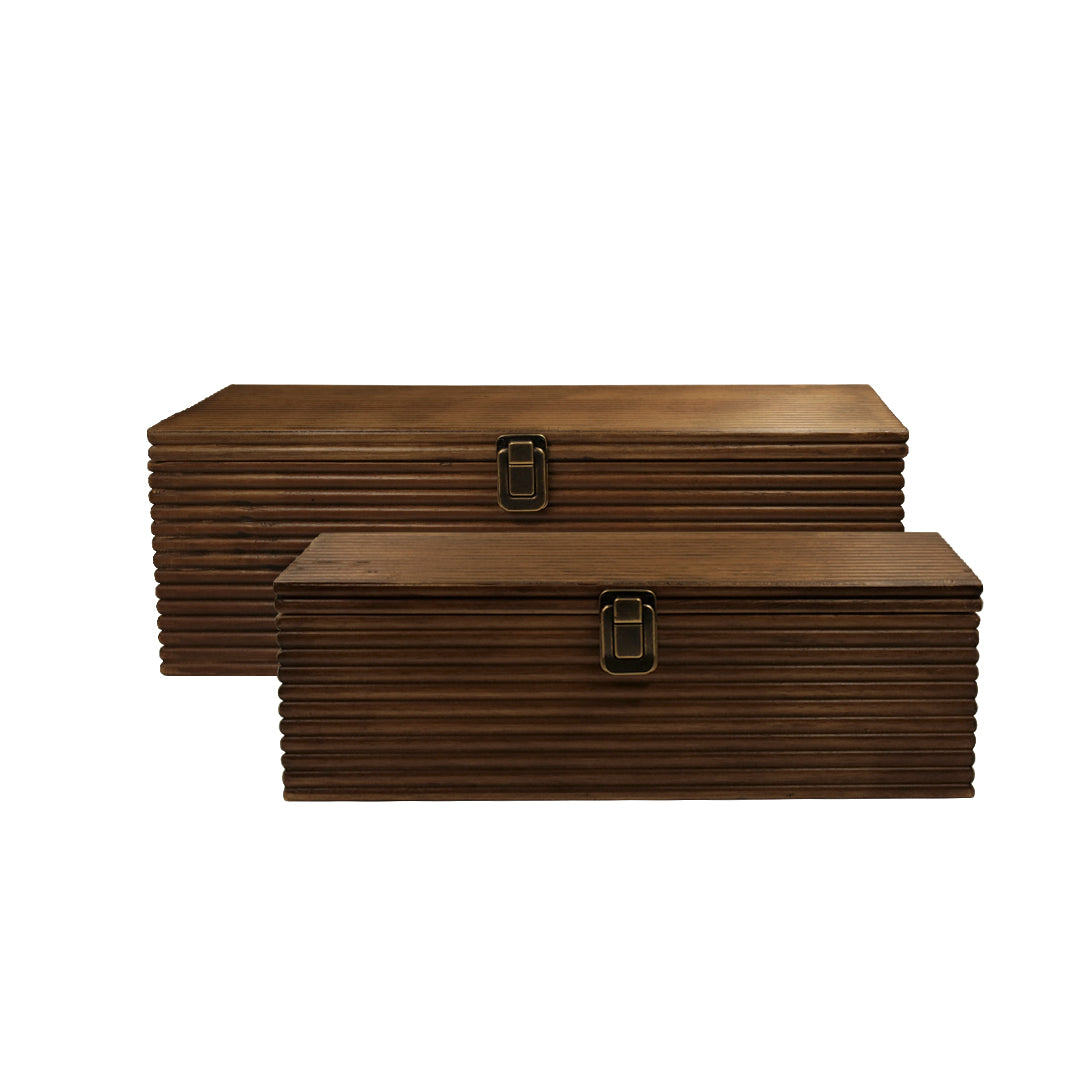 Set de 2 Cajas Rectangulares Decorativas de Madera