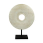 Escultura Decorativa Disco con Base en Madera y Metal