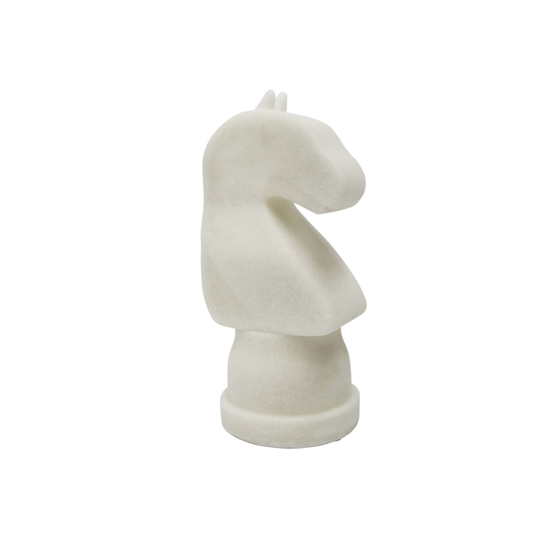 Pieza Decorativa de Ajedrez, Caballo en Resina Acabado Blanco