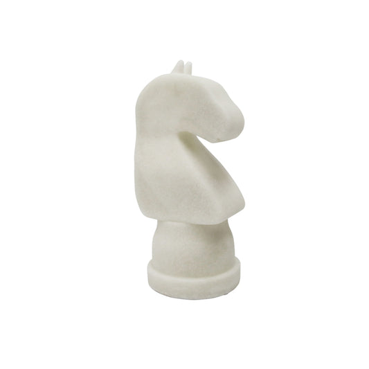 Pieza Decorativa de Ajedrez, Caballo en Resina Acabado Blanco