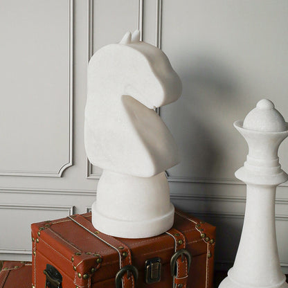 Pieza Decorativa de Ajedrez, Caballo en Resina Acabado Blanco
