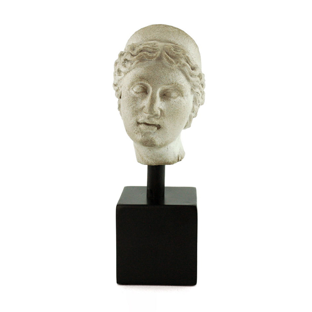 Escultura Decorativa Cabeza Griega en Resina con soporte