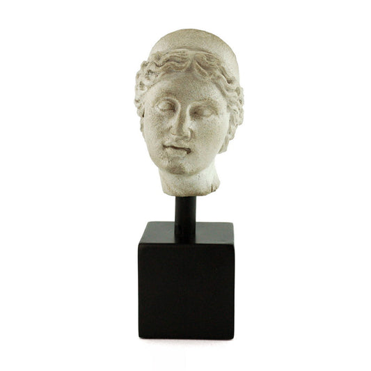 Escultura Decorativa Cabeza Griega en Resina con soporte